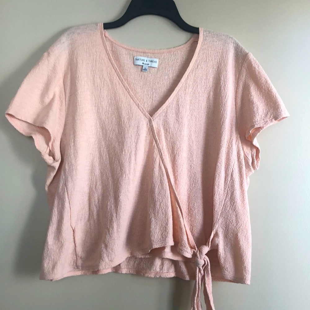 Peach Madewell wrap top with tie front size XL